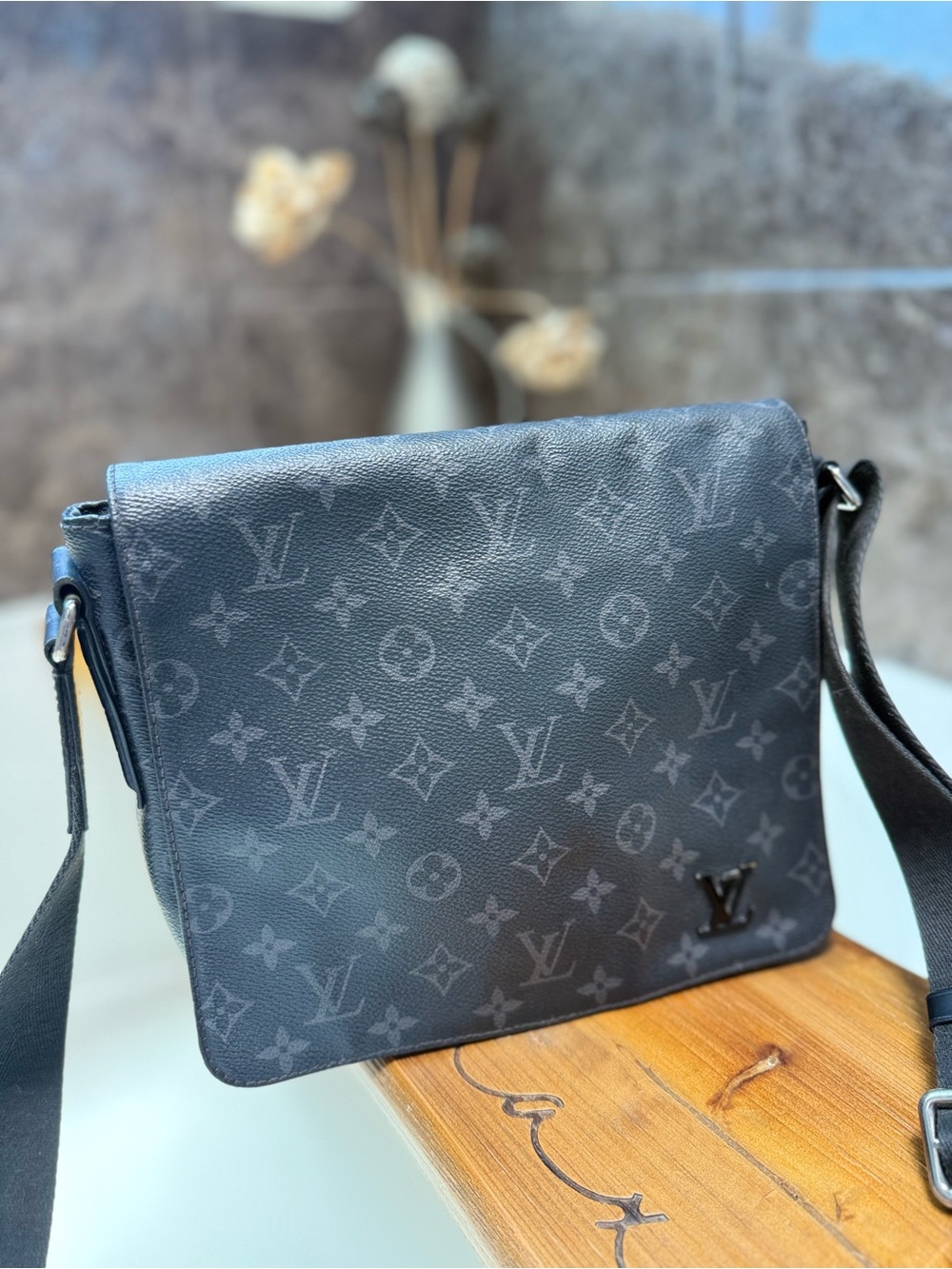 Louis Vuitton District PM Eclipse Monogram Messenger Crossbody Bag Black Grey LV